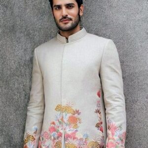 Beige Multicolor Floral Embroidered Jodhpuri