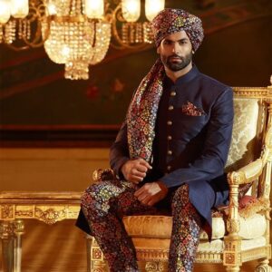 Royal Navy Blue Designer Sherwani for Groom