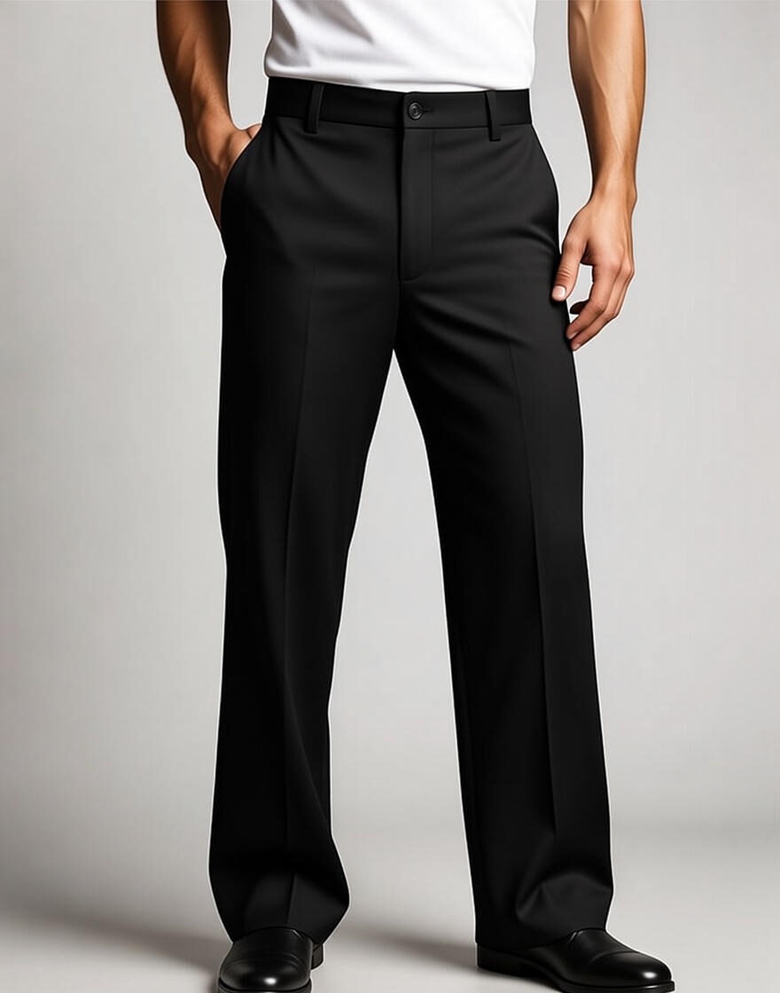 Men's Black Wide Leg Dress Pants