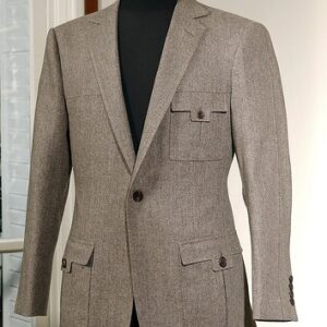 Men's Taupe Brown Wool Safari Blazer Jacket