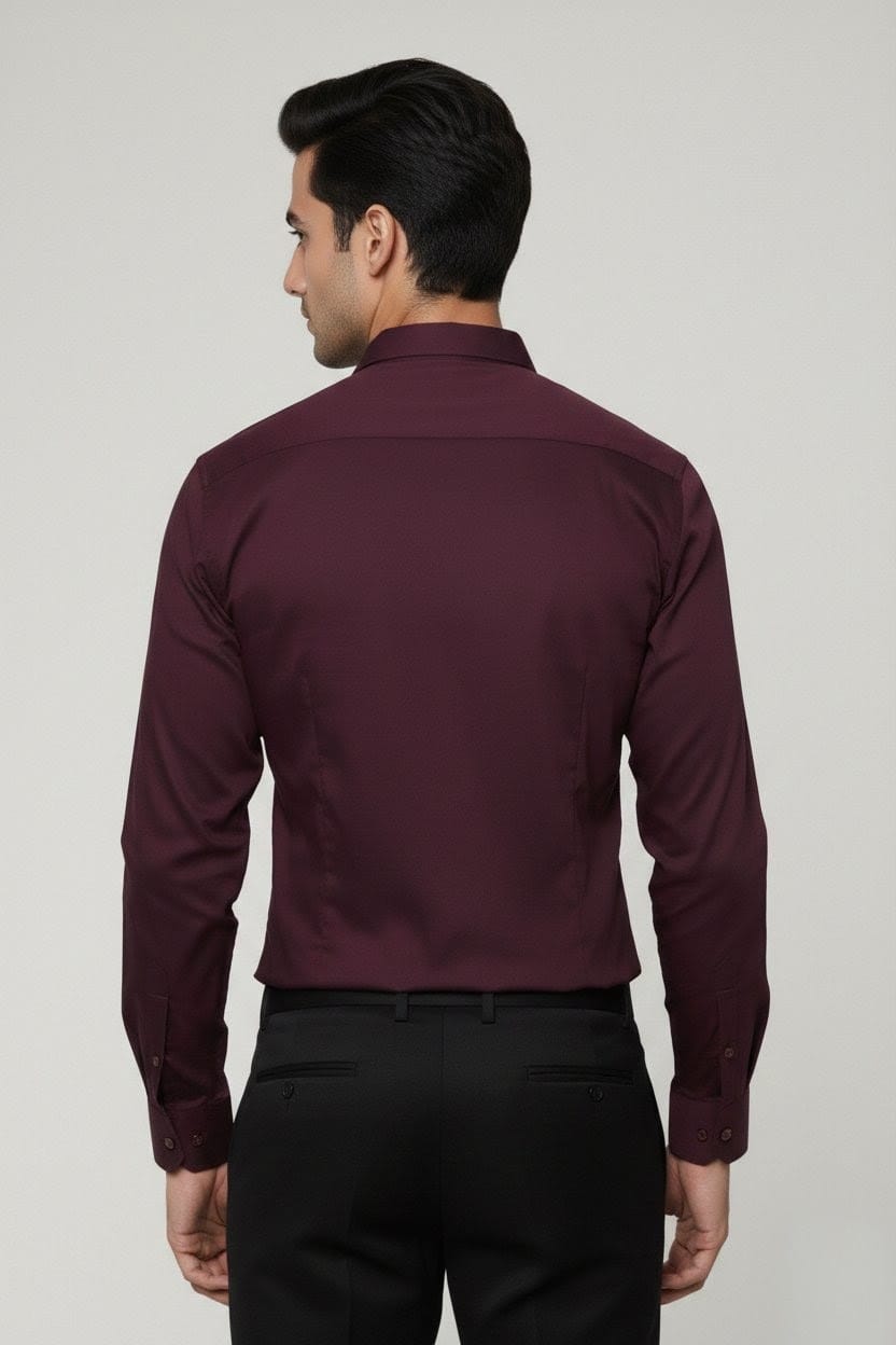 Men's Maroon Embroidered Eagle Formal Shirt - Image 3