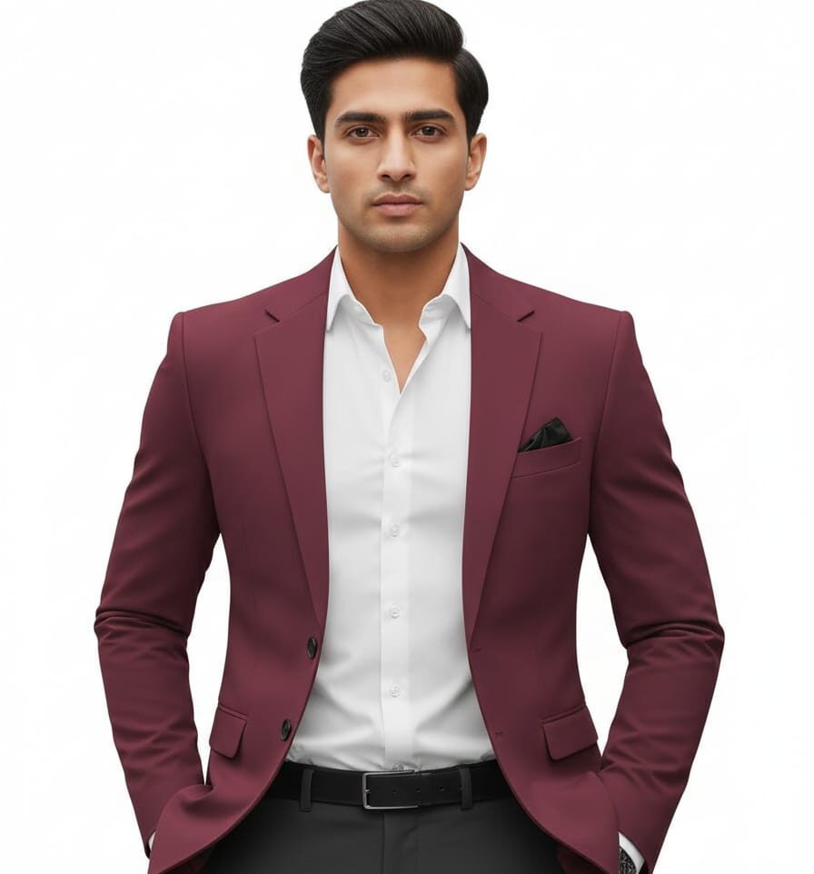 Men's Maroon Slim Fit Blazer